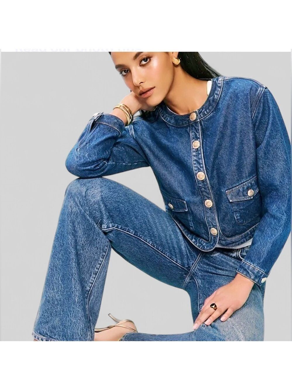 Reformation Braxton Dark Blue Denim Jacket Size L NWT - Picture 5 of 14